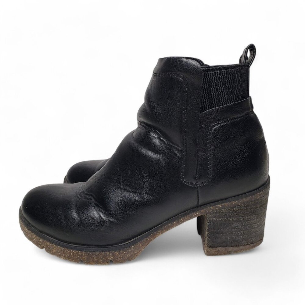Korks by Kork-Ease Elsie Booties Women's Black Leather Under Calf Moto Slip On 6 - Picture 5 of 11